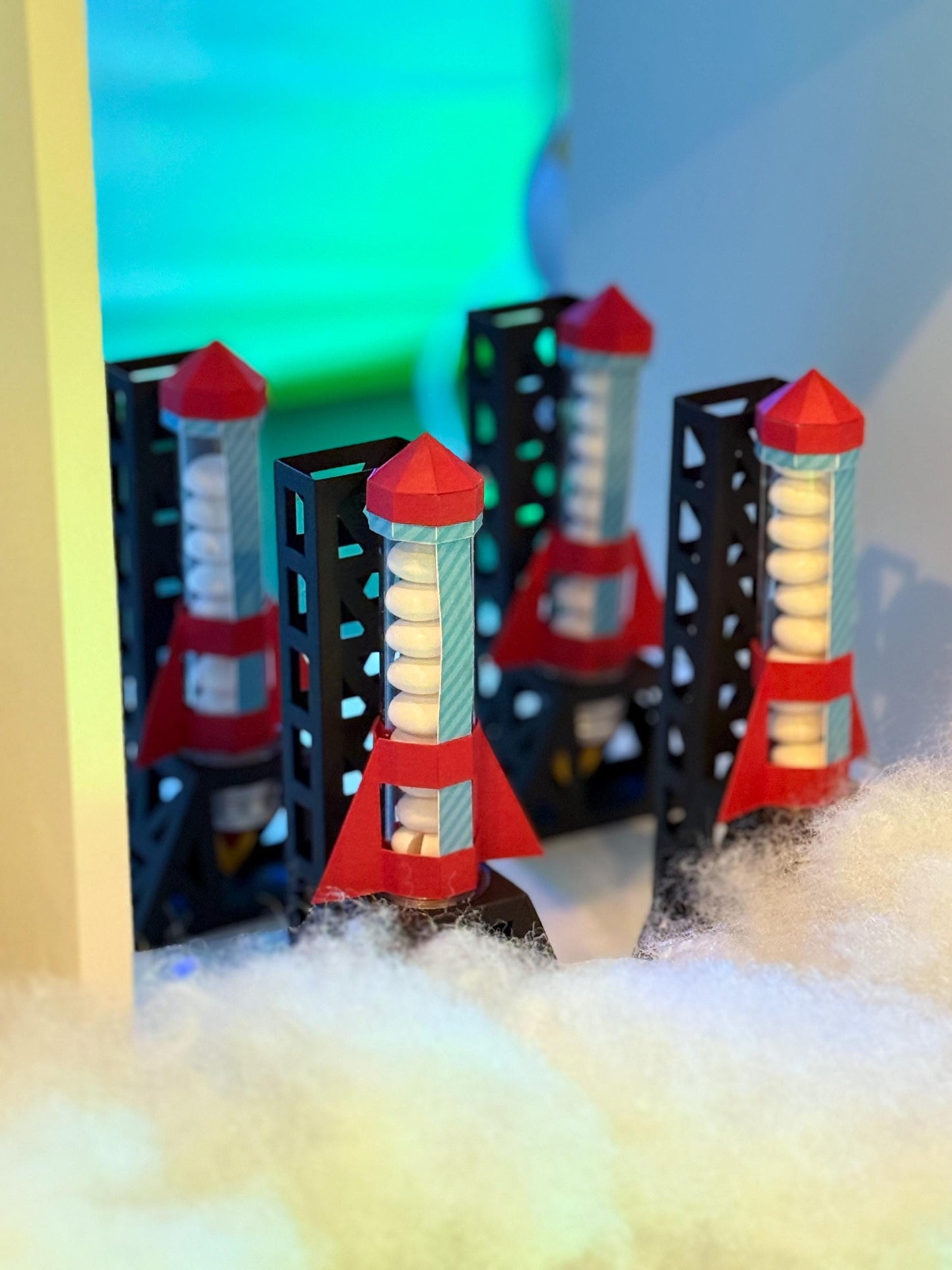 Space Rocket Ship Party Favor Treat Boxes set of 4