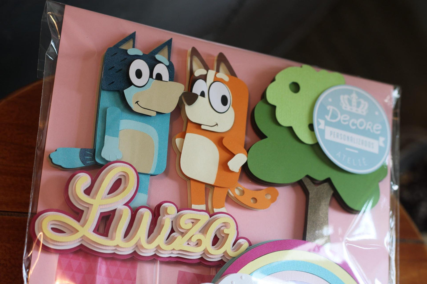 Custom Bluey Themed Doggie Cartoon Cake Topper