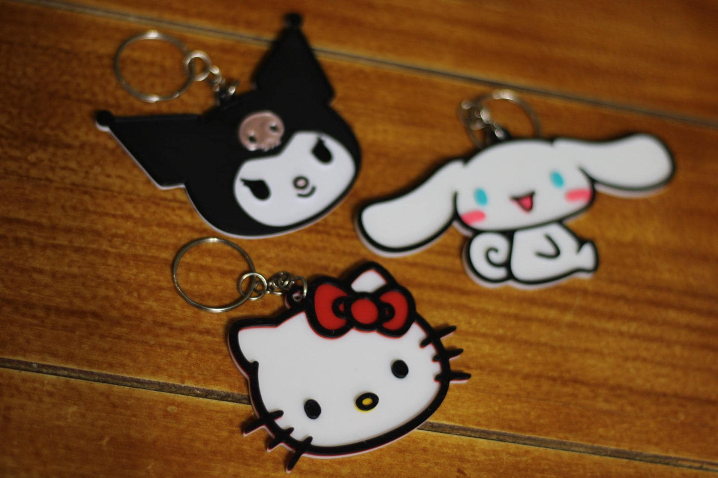 3D Printed Cartoon Kitty Keychain Set, Personalized PLA Plastic