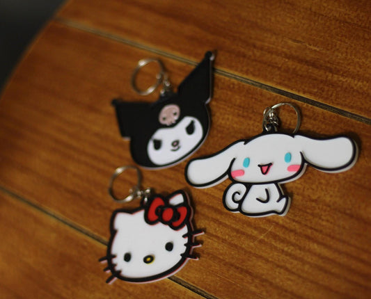 3D Printed Cartoon Kitty Keychain Set, Personalized PLA Plastic