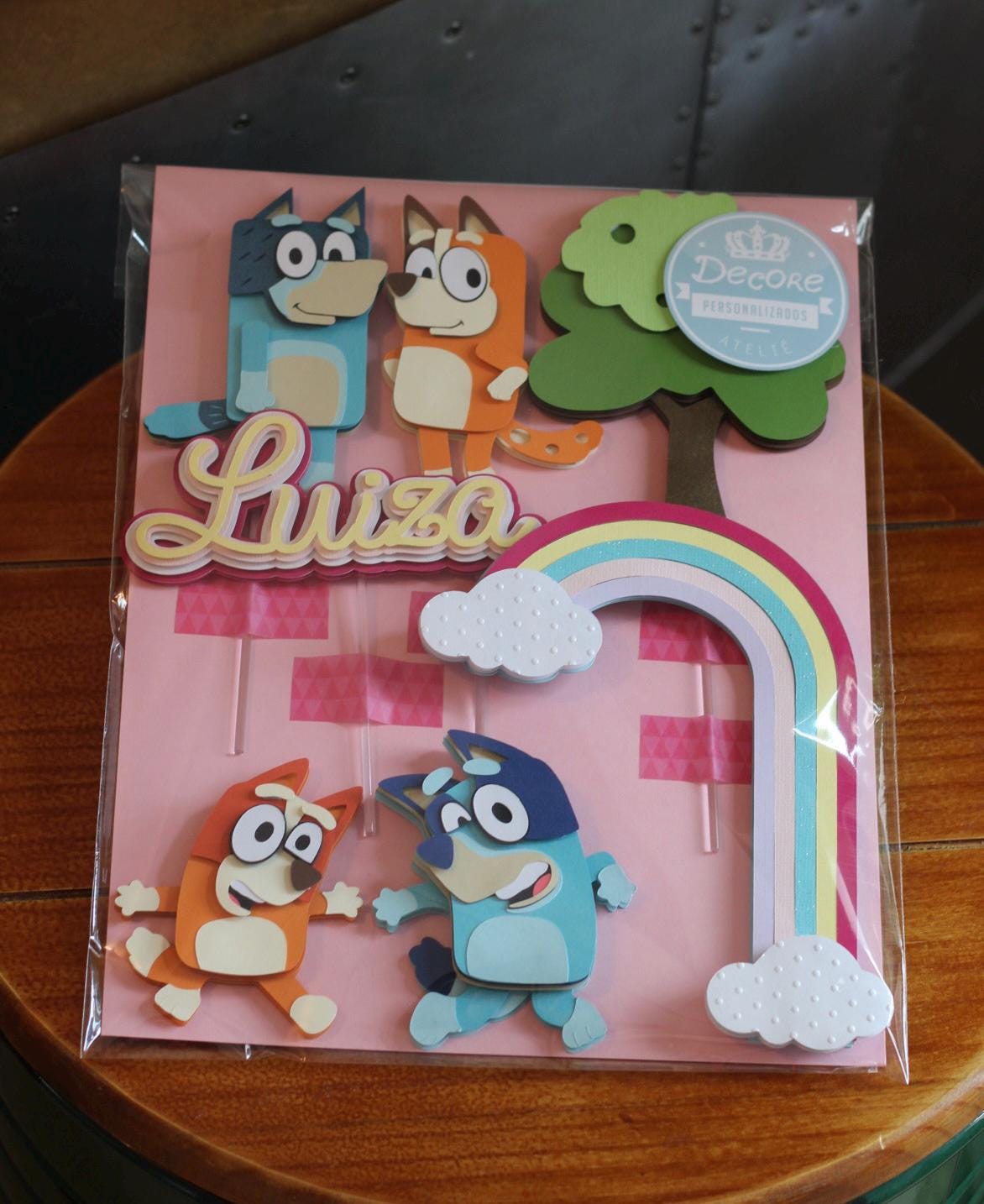 Custom Bluey Themed Doggie Cartoon Cake Topper