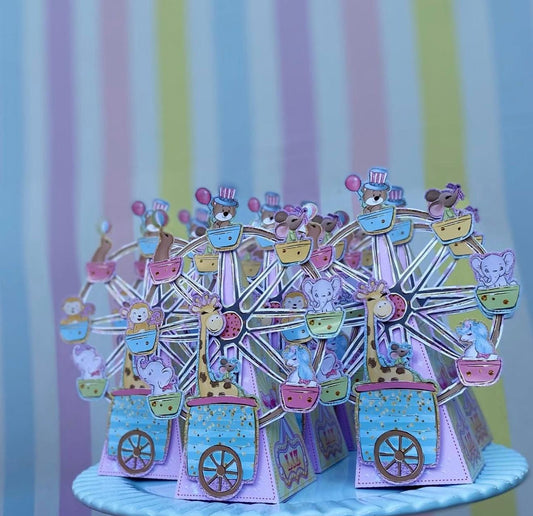 Giant Pink Pyramid Circus Party Favor Box set of 6