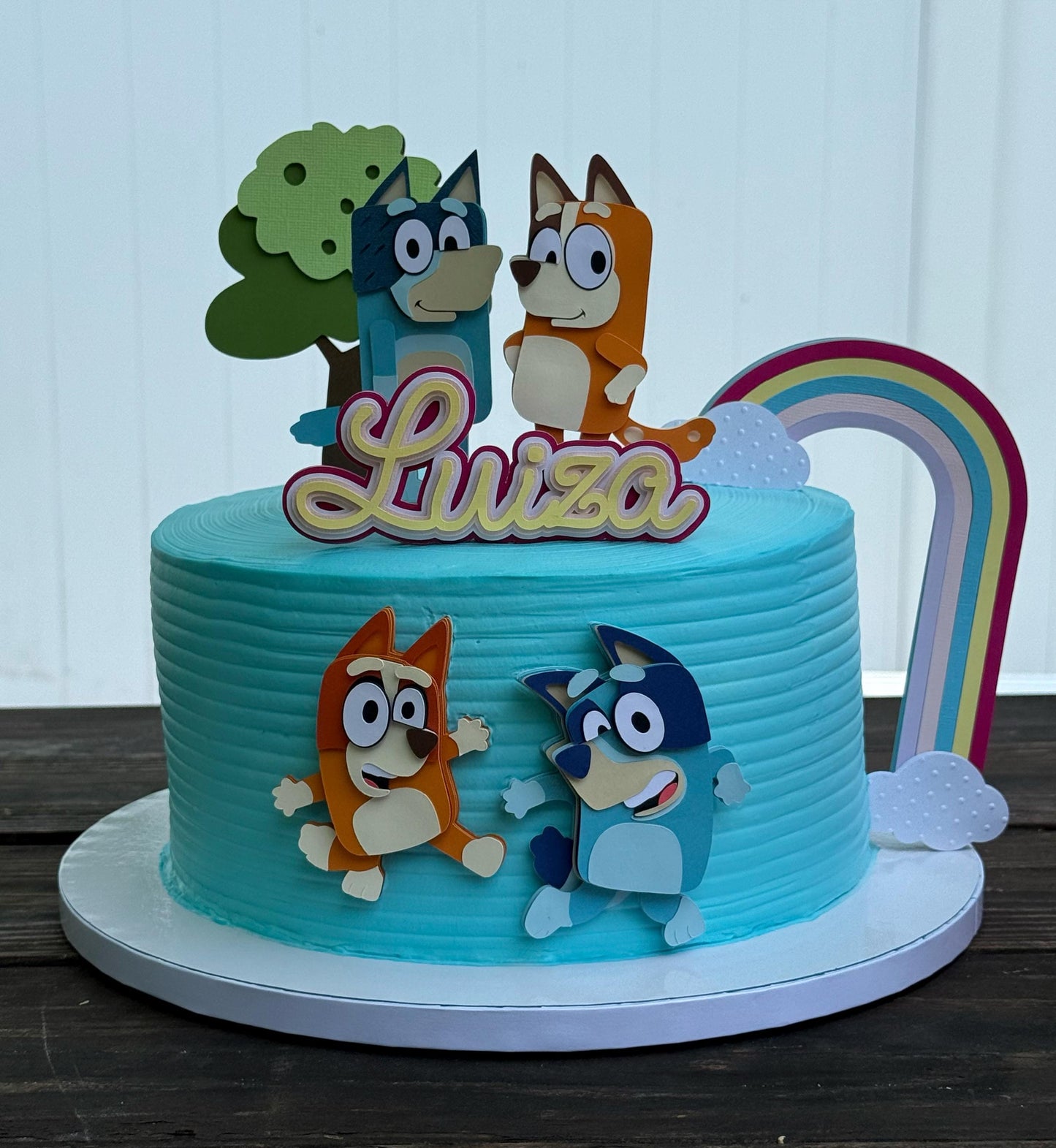 Custom Bluey Themed Doggie Cartoon Cake Topper