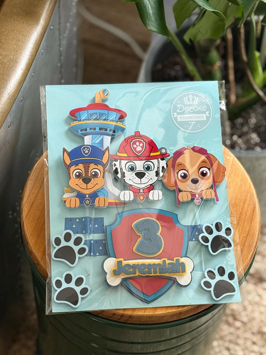Doggie Patrol Customized Cake Topper