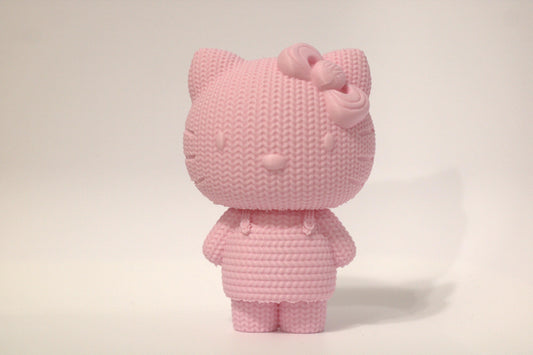 Mini Pink Kitty Figurine: Quilt Style PLA, Cat Lover Gift