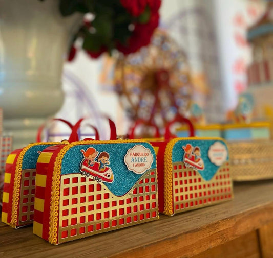 Amusment Park Party Suitcase Treat Box Party Favor set of 4
