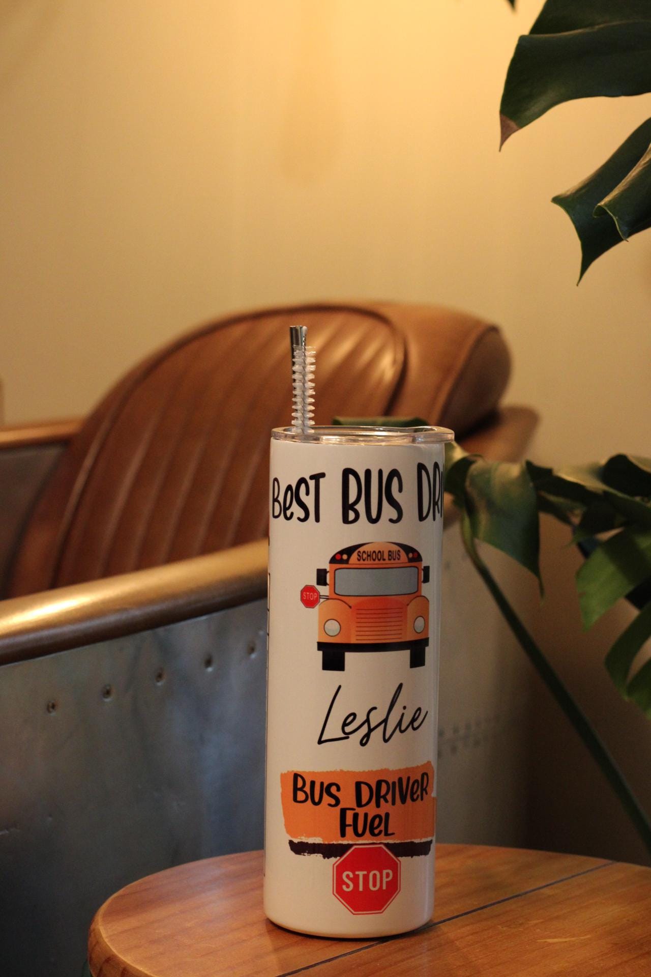 School Theme Custom Metal Tumbler 20 Oz. with lid & metal straw