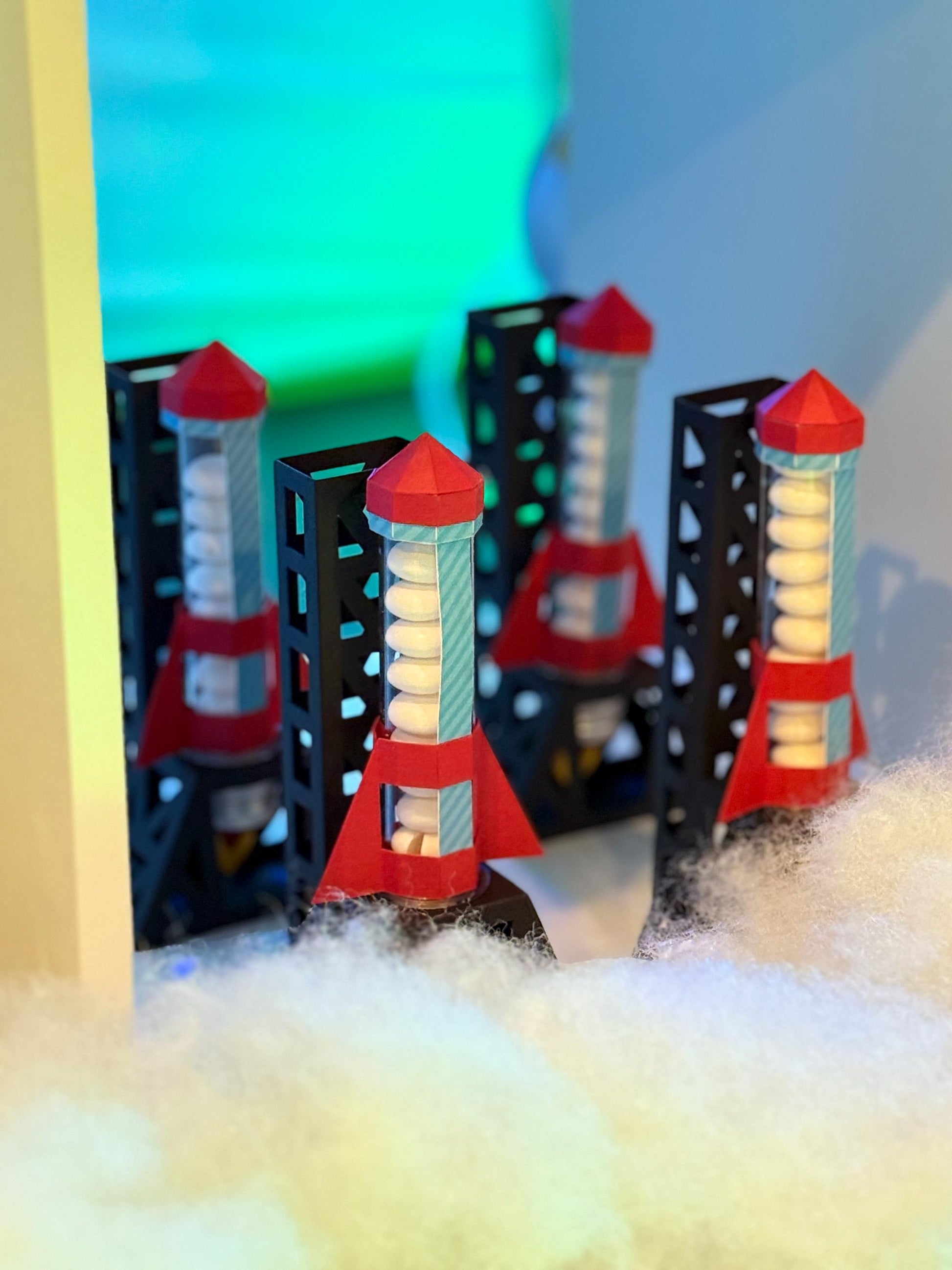 Space Rocket Ship Party Favor Treat Boxes set of 4