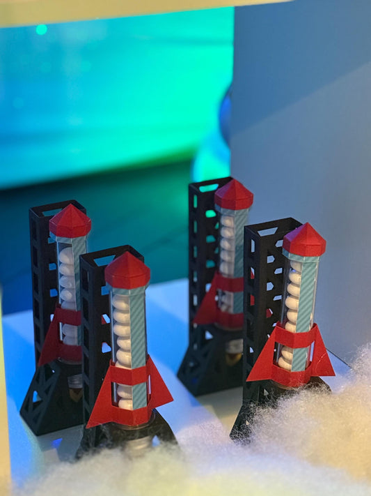 Space Rocket Ship Party Favor Treat Boxes set of 4