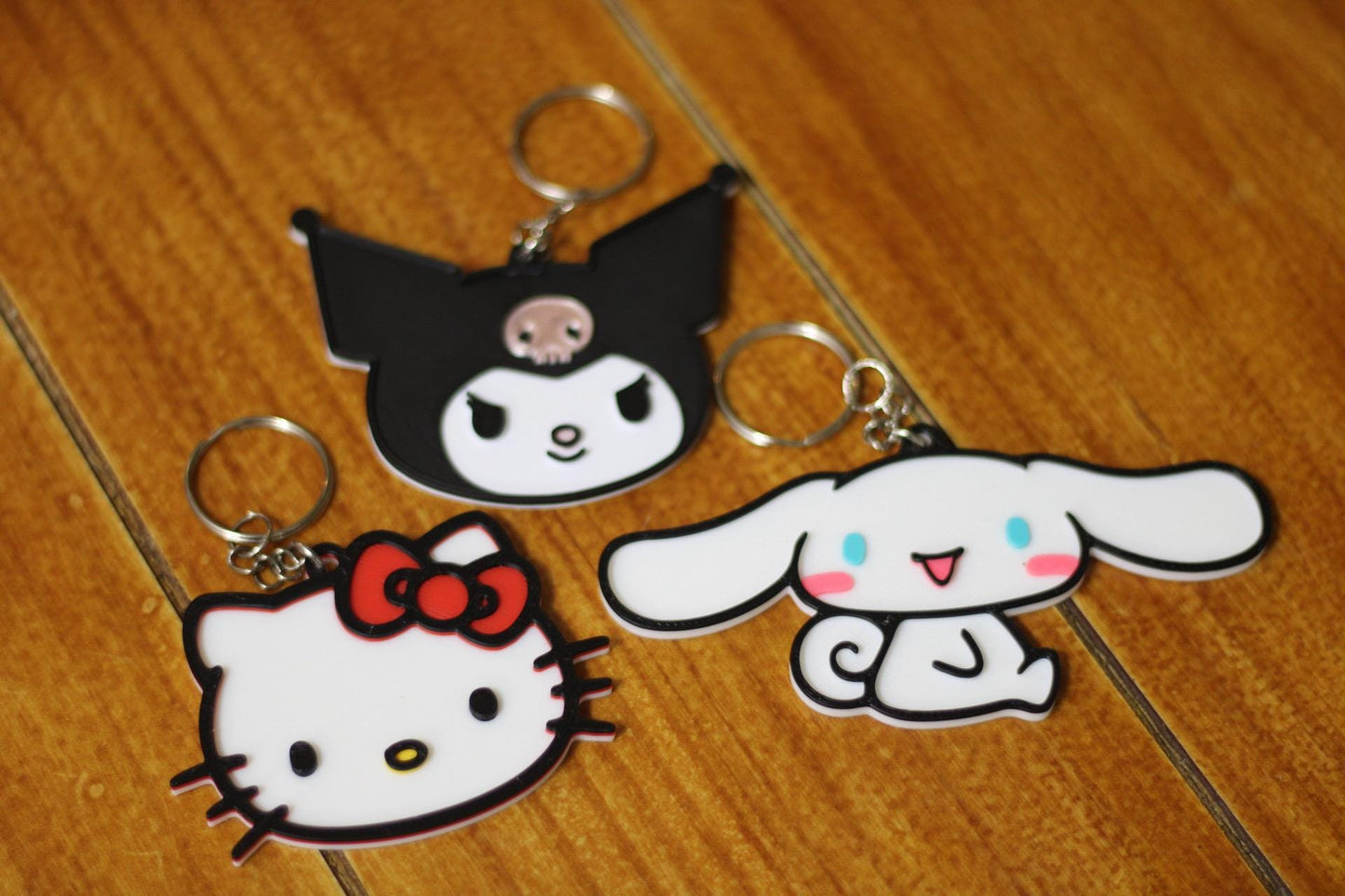 3D Printed Cartoon Kitty Keychain Set, Personalized PLA Plastic
