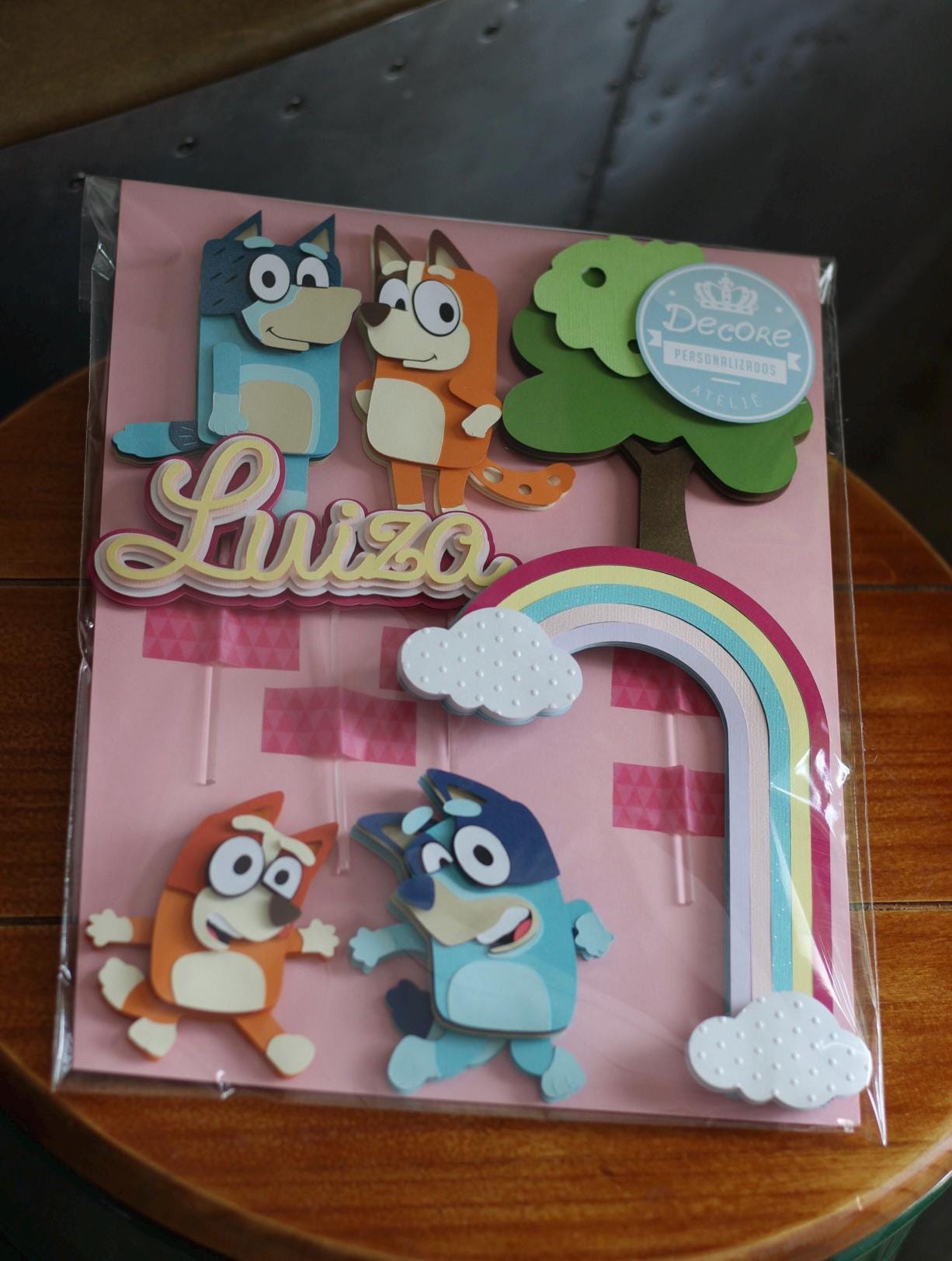 Custom Bluey Themed Doggie Cartoon Cake Topper