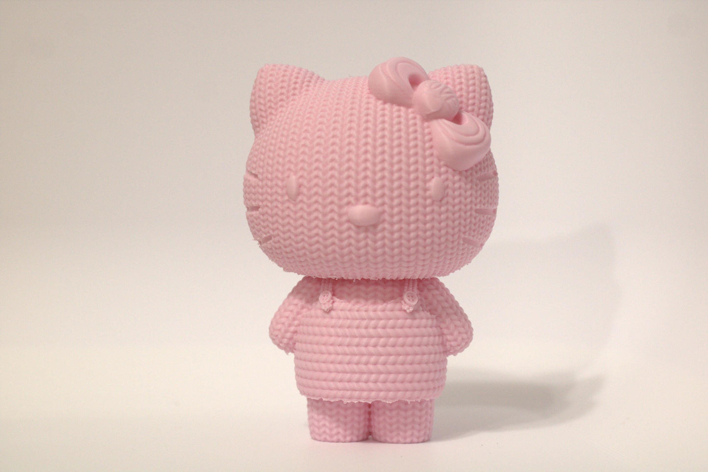 Mini Pink Kitty Figurine: Quilt Style PLA, Cat Lover Gift
