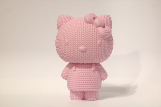 Mini Pink Kitty Figurine: Quilt Style PLA, Cat Lover Gift