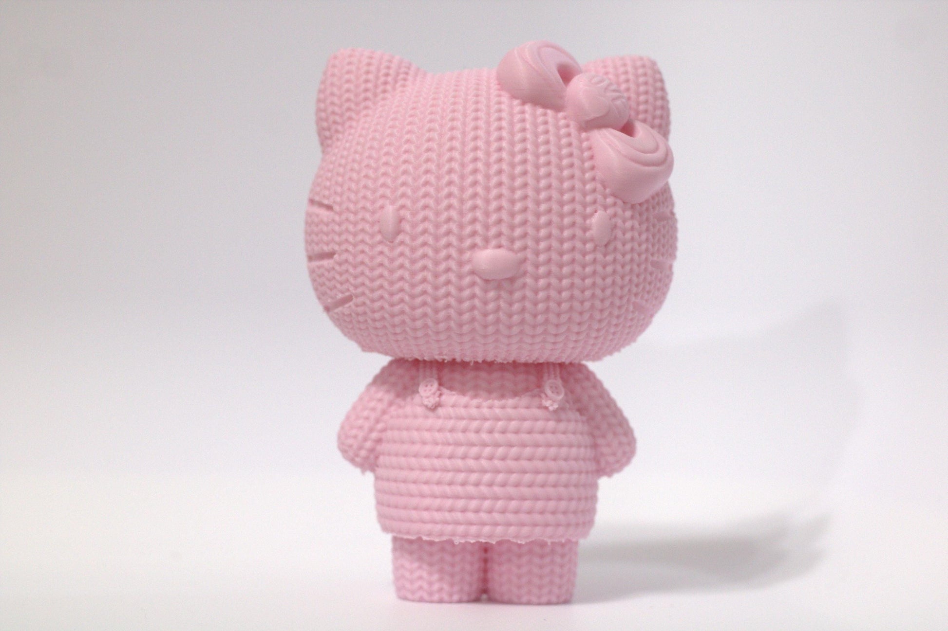 Mini Pink Kitty Figurine: Quilt Style PLA, Cat Lover Gift
