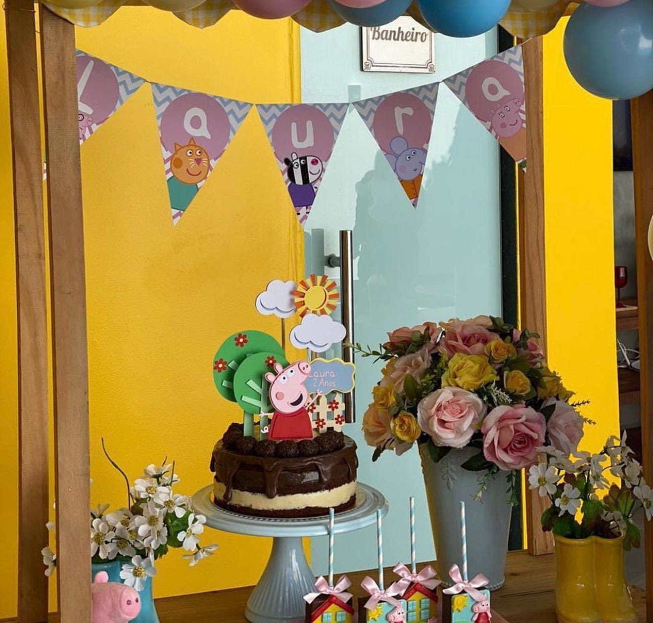 Farm Pig Cake Topper - Personalized Birthday Party Decoration