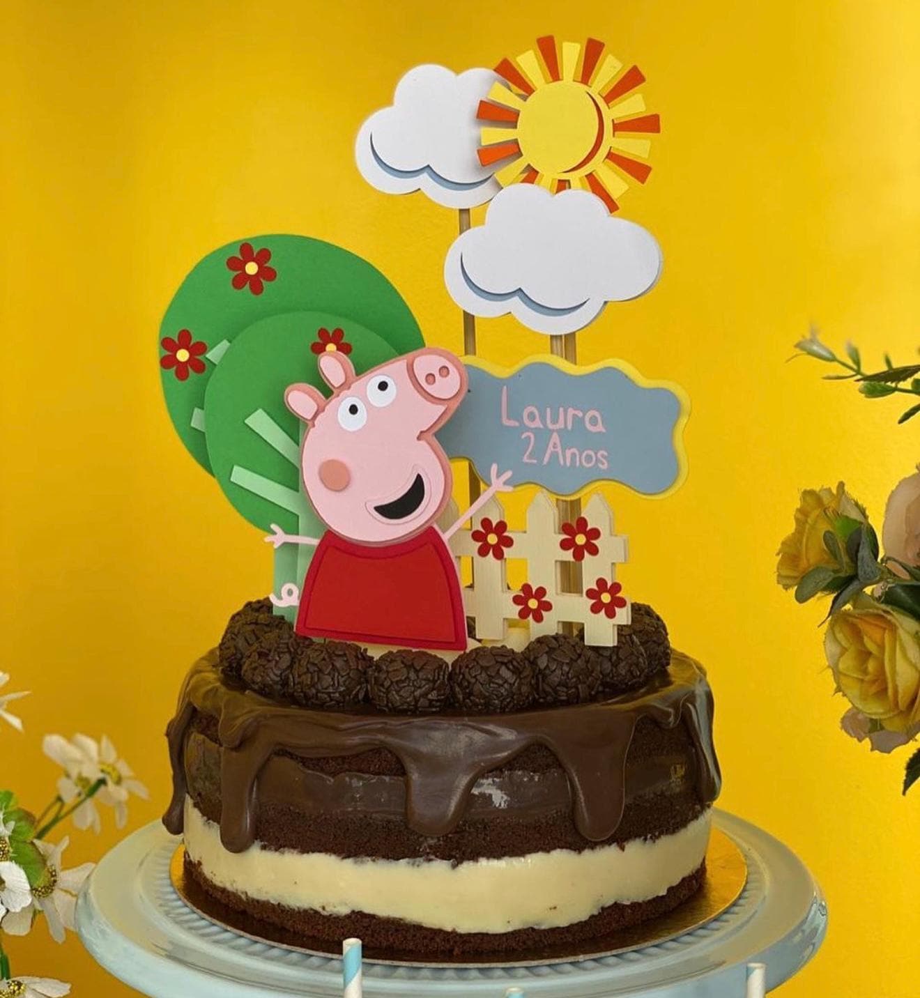Farm Pig Cake Topper - Personalized Birthday Party Decoration