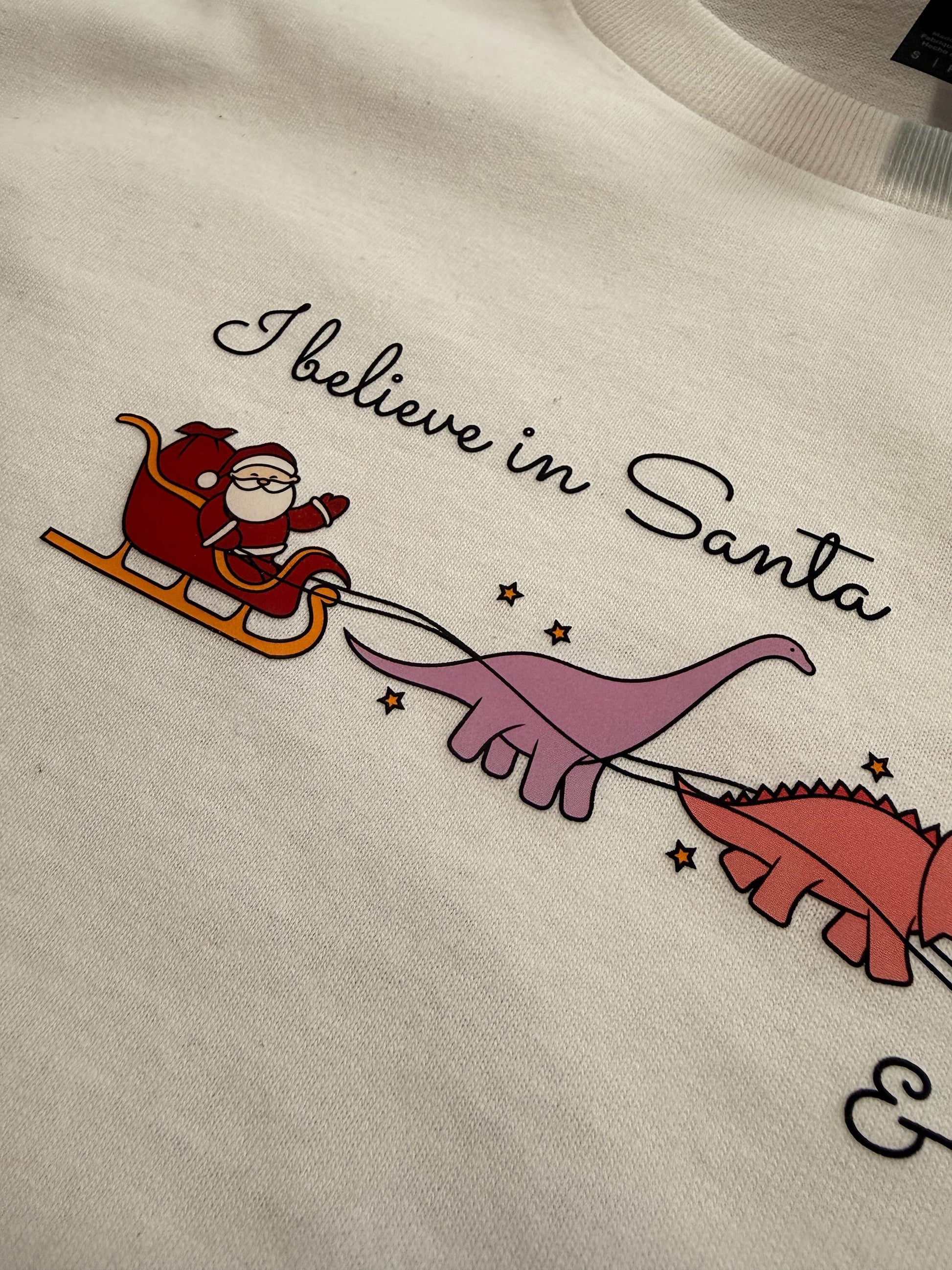 I Believe in Santa and Dinosaurs T-Shirt | Funny Christmas Shirt | Dino Xmas Tee | Quirky Holiday Gift