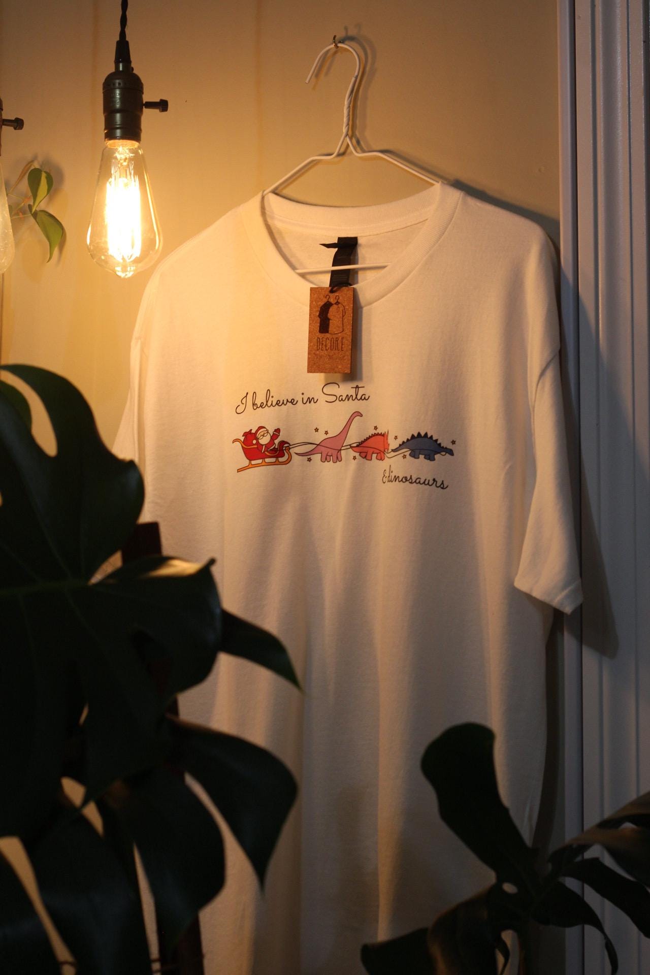 I Believe In Santa And Dinosaurs-Christmas t-shirt-Fun Holiday Wear