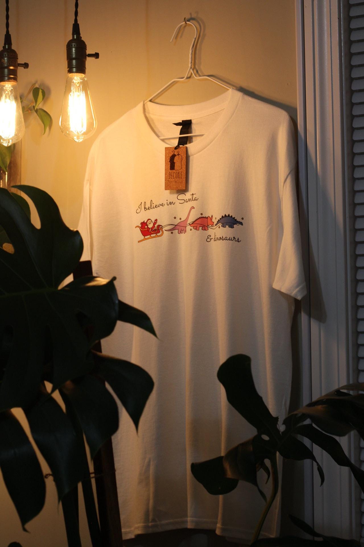 I Believe In Santa And Dinosaurs-Christmas t-shirt-Fun Holiday Wear