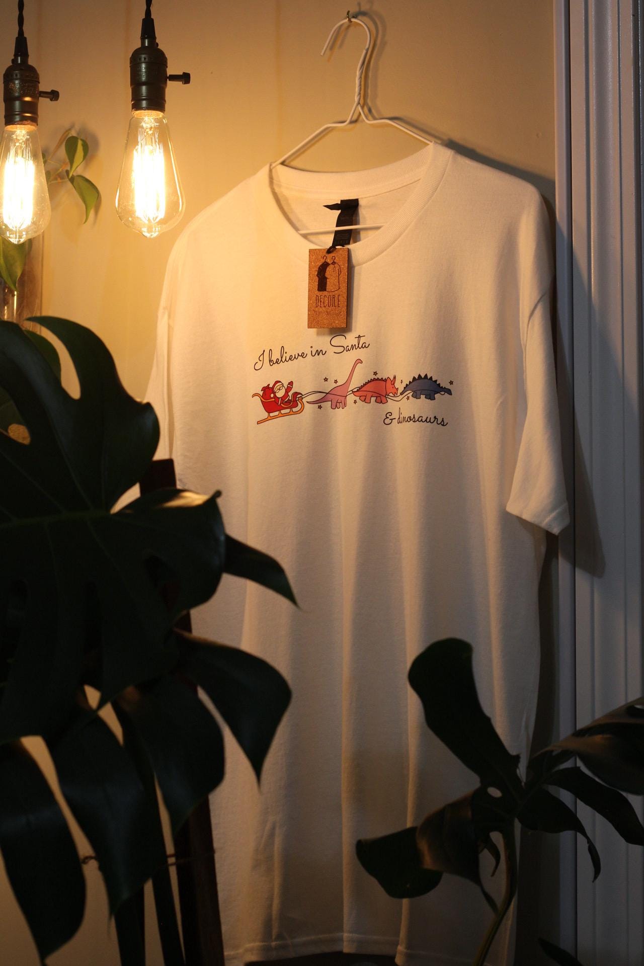 I Believe In Santa And Dinosaurs-Christmas t-shirt-Fun Holiday Wear