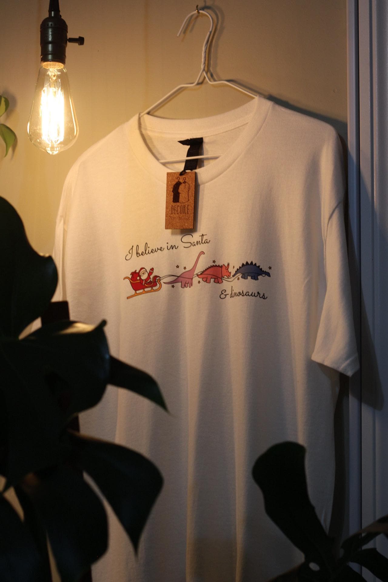 I Believe In Santa And Dinosaurs-Christmas t-shirt-Fun Holiday Wear