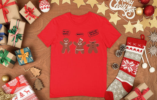 Three Wise Gingerbread Men T-Shirt | Hear No Speak No See No Evil Holiday Apparel