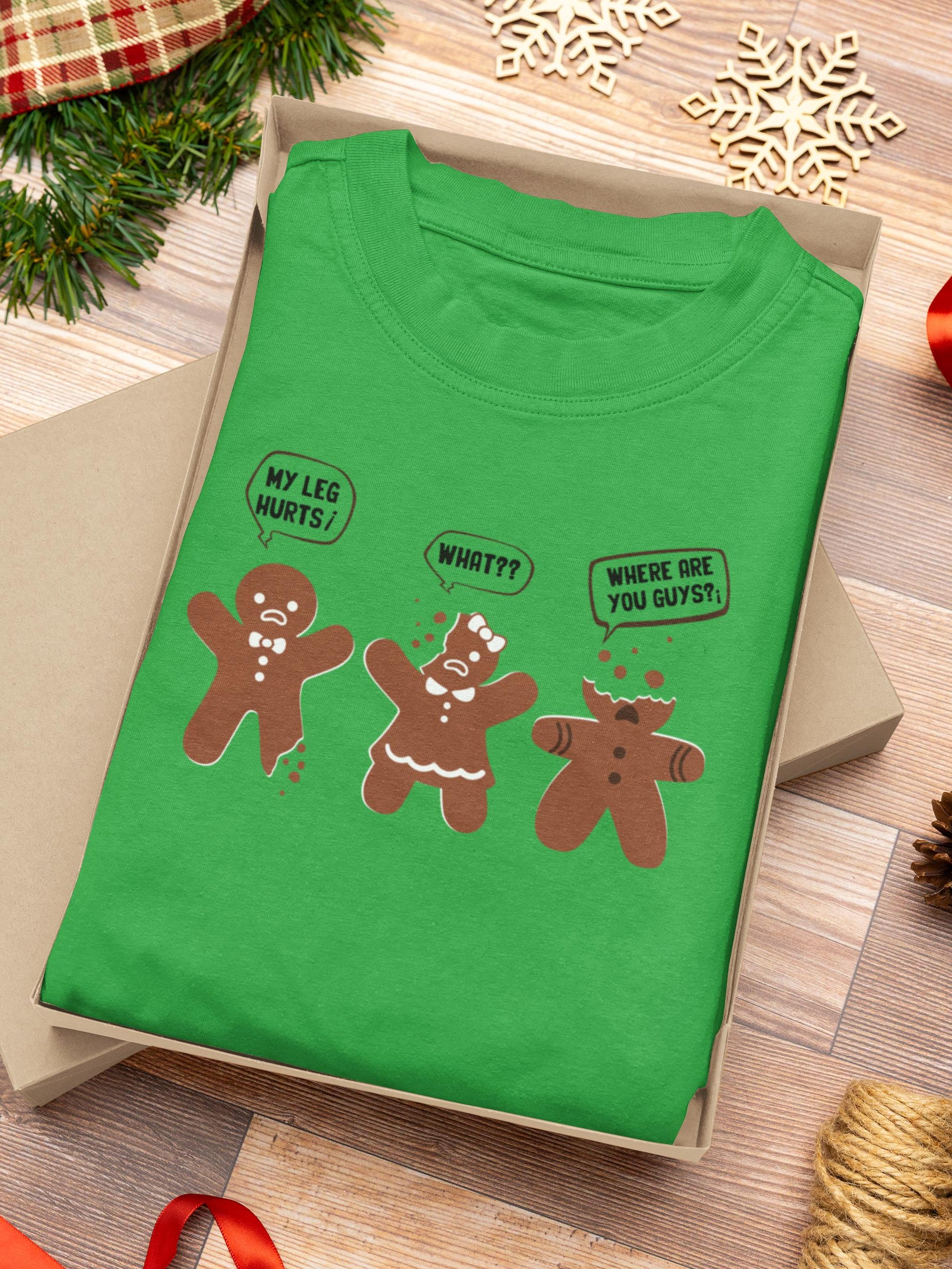 Three Wise Gingerbread Men T-Shirt | Hear No Speak No See No Evil Holiday Apparel