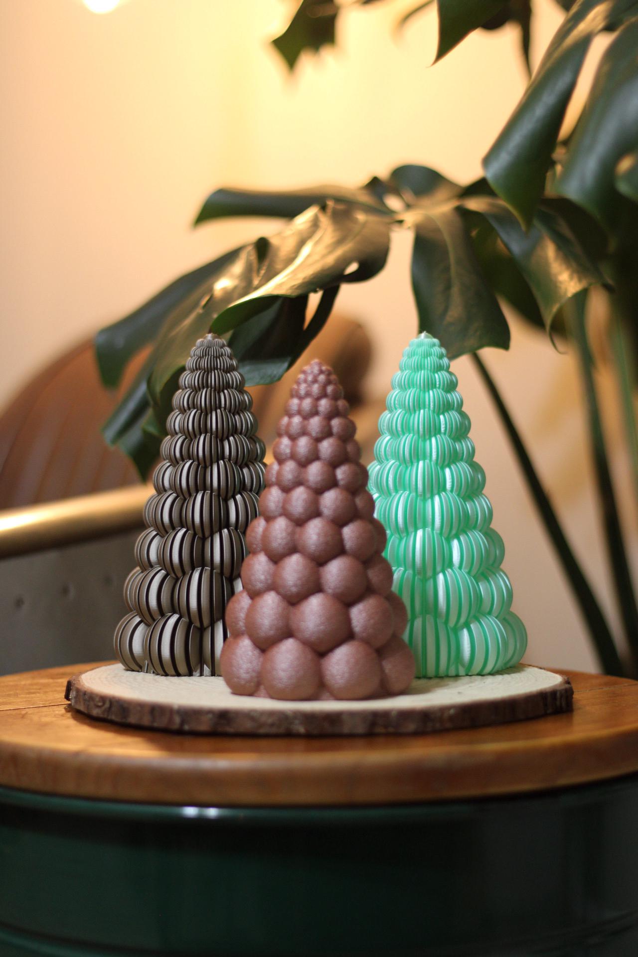 Trio of Trees-Beautiful 3D Printed Christmas Tree Tea Lights. Table/ Desk Ornaments Sugar Plums