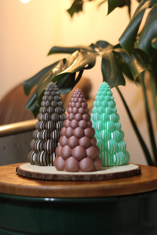 Trio of Trees-Beautiful 3D Printed Christmas Tree Tea Lights. Table/ Desk Ornaments Sugar Plums