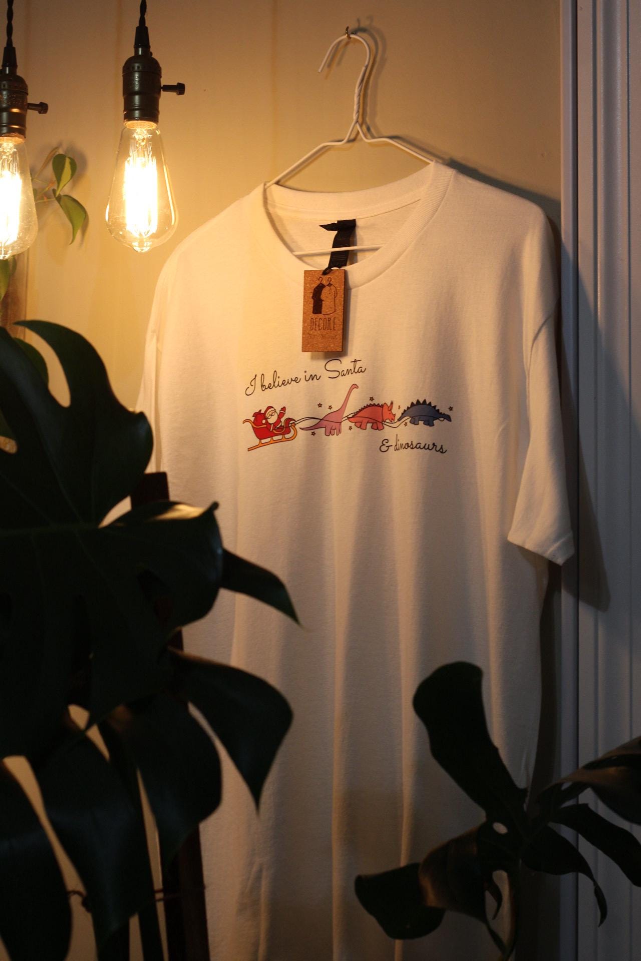 I Believe In Santa And Dinosaurs-Christmas t-shirt-Fun Holiday Wear