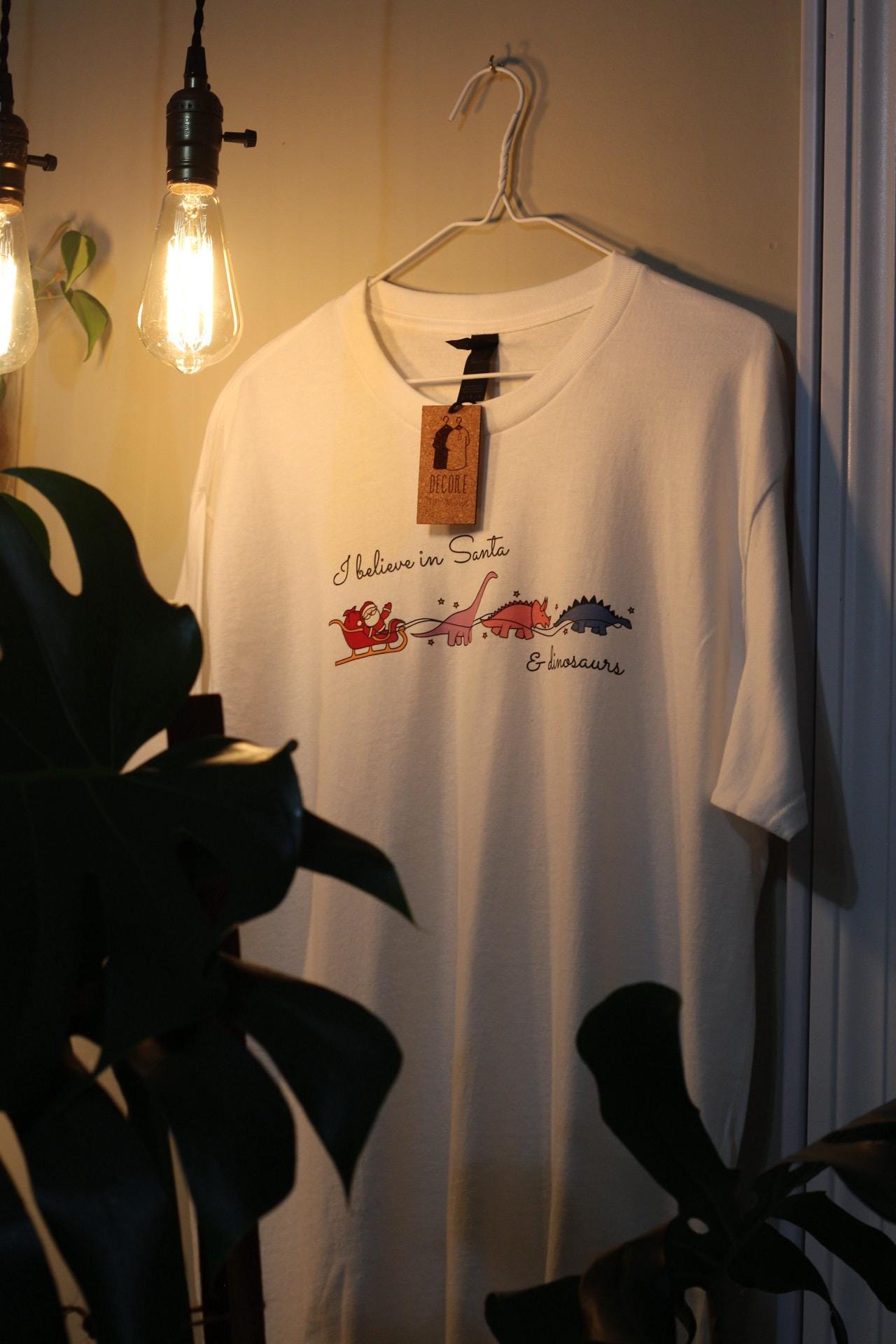 I Believe In Santa And Dinosaurs-Christmas t-shirt-Fun Holiday Wear