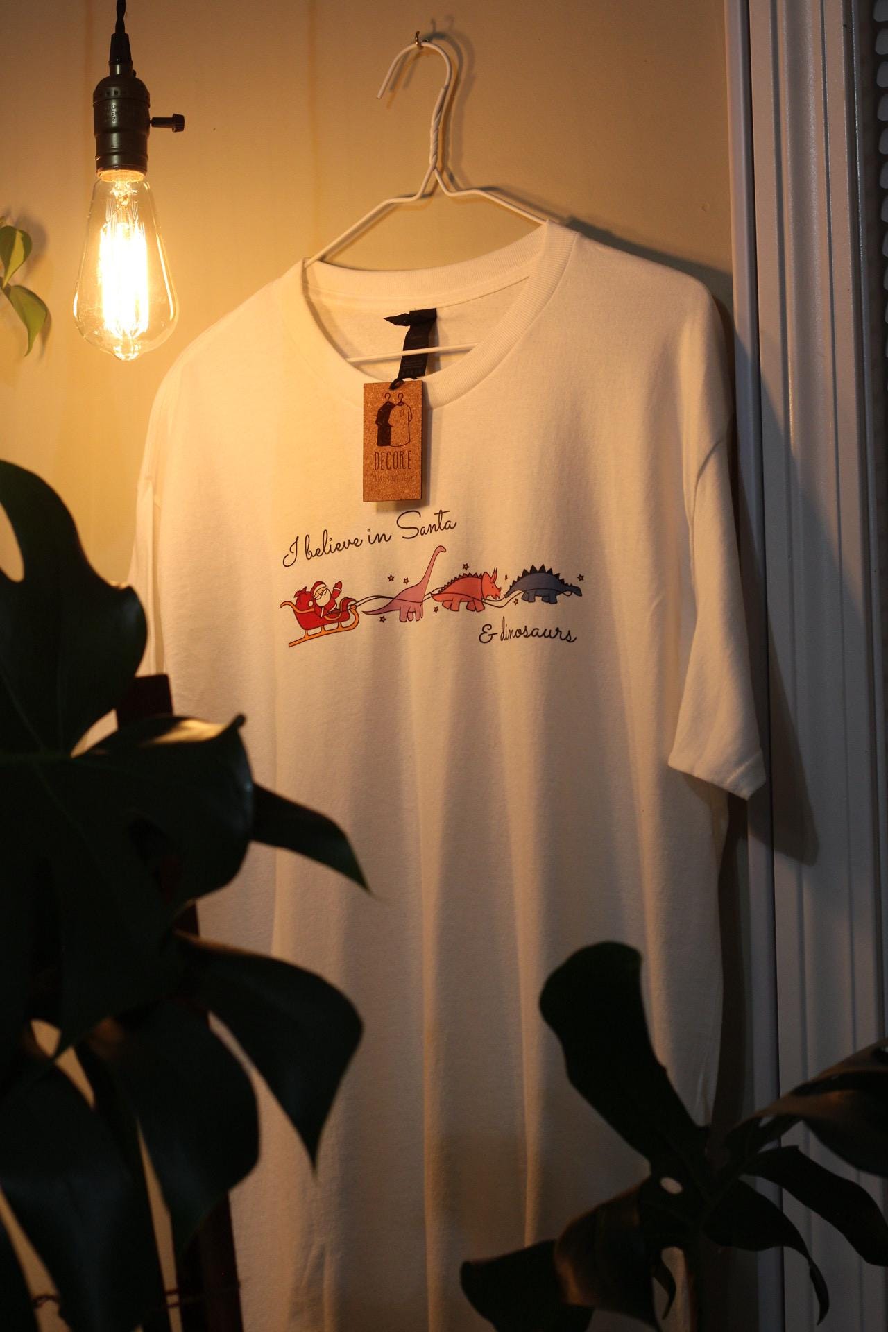 I Believe In Santa And Dinosaurs-Christmas t-shirt-Fun Holiday Wear