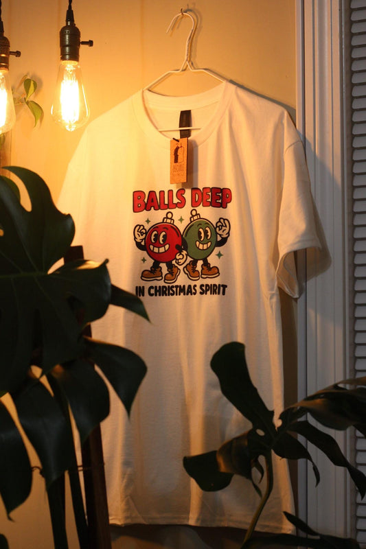 Dark Humor Christmas TShirt-Balls Deep