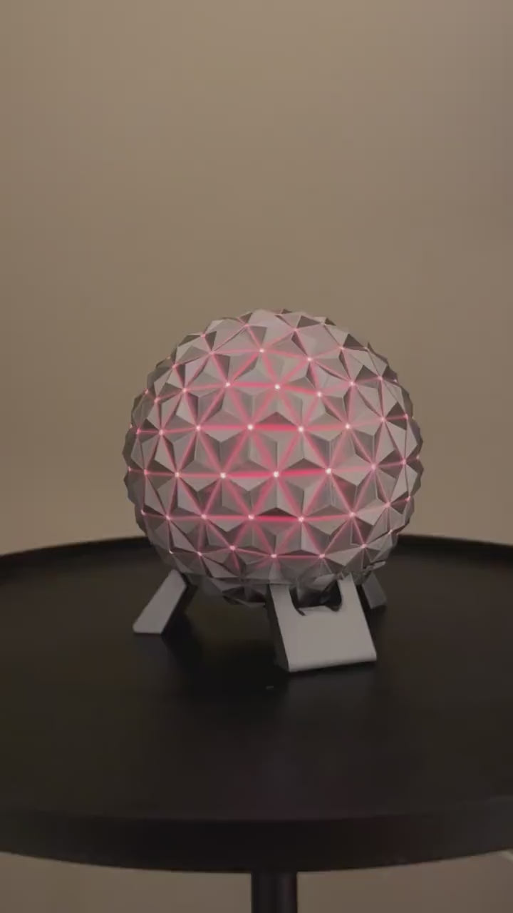 Architectural Geodesic Dome Relaxation Lamp: Multi-Color LED Mood Light inspired by Spaceship Earth