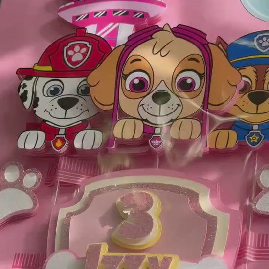 Pink Doggie Patrol Customized Cake Topper